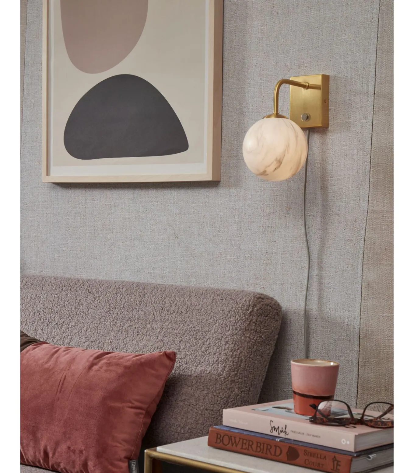 Wandlamp Carrara - Goud/Wit - 12x18x21cm