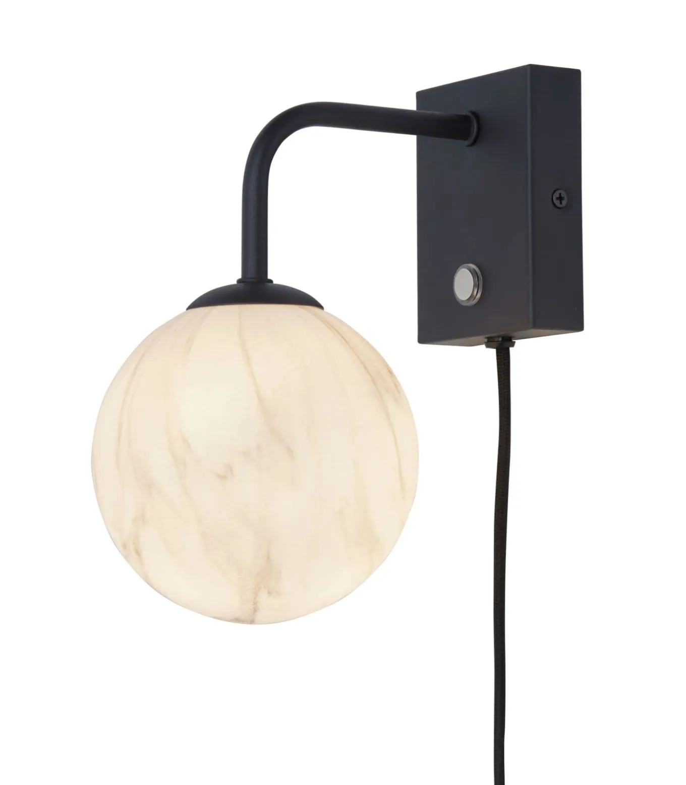 Wandlamp Carrara - Zwart/Wit - 12x18x21cm