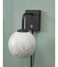 Wandlamp Carrara - Zwart/Wit - 12x18x21cm