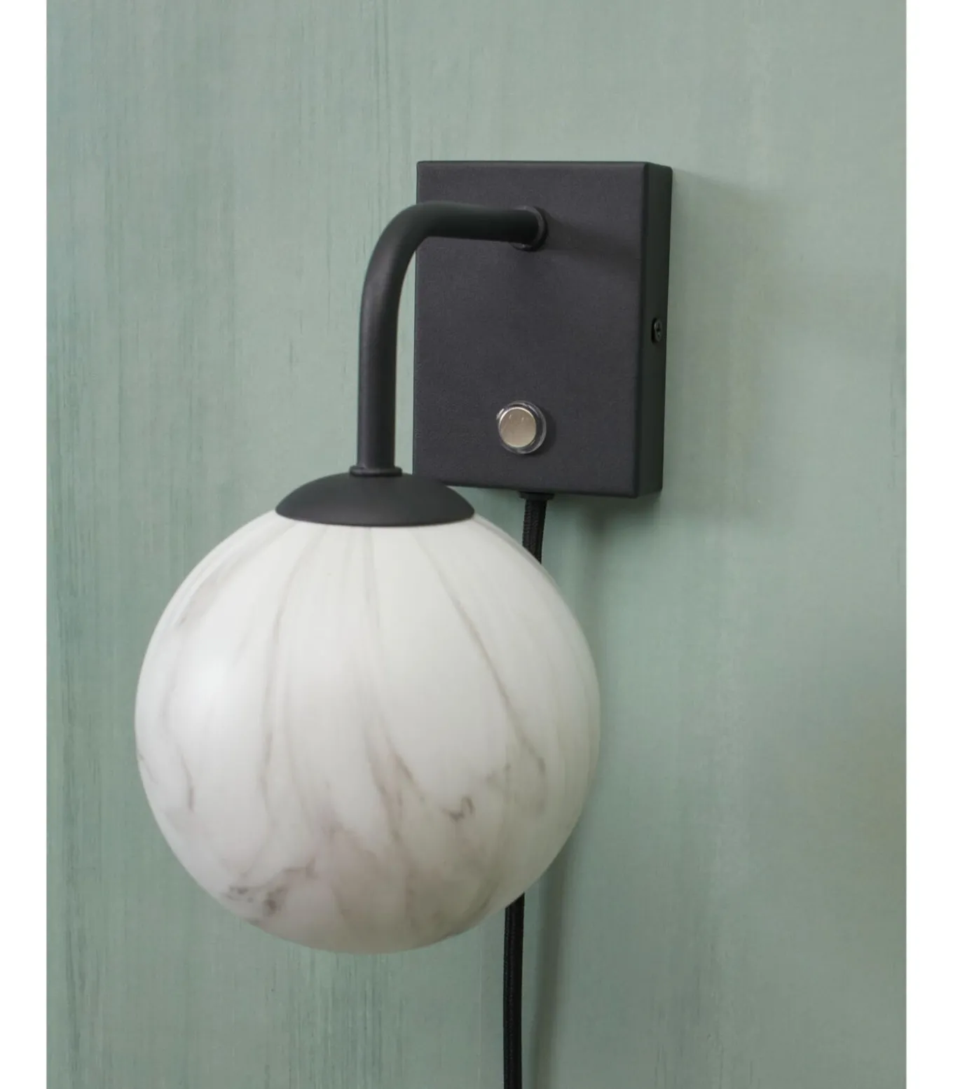 Wandlamp Carrara - Zwart/Wit - 12x18x21cm