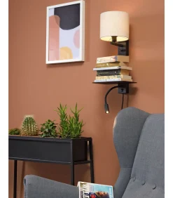 Wandlamp Florence - Naturel/Zwart - 24x22x52cm