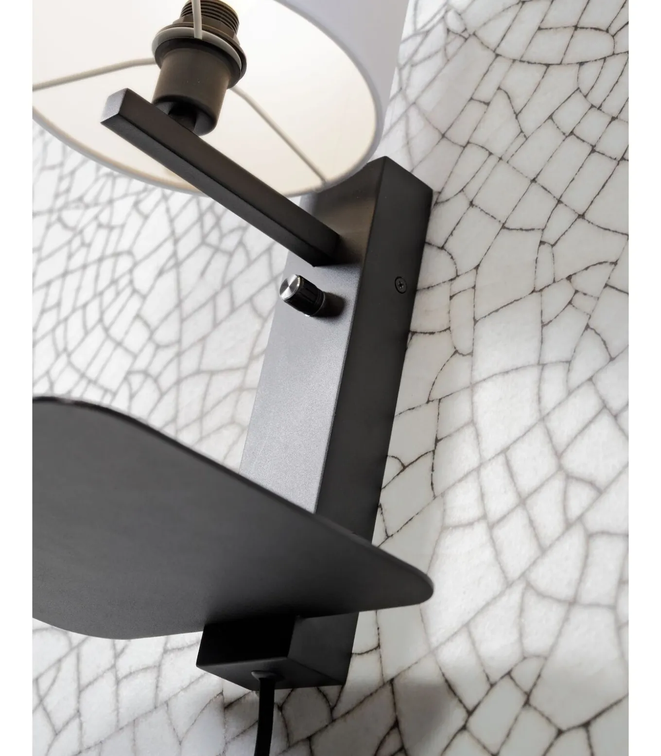 Wandlamp Florence - Naturel/Zwart - 24x22x42cm