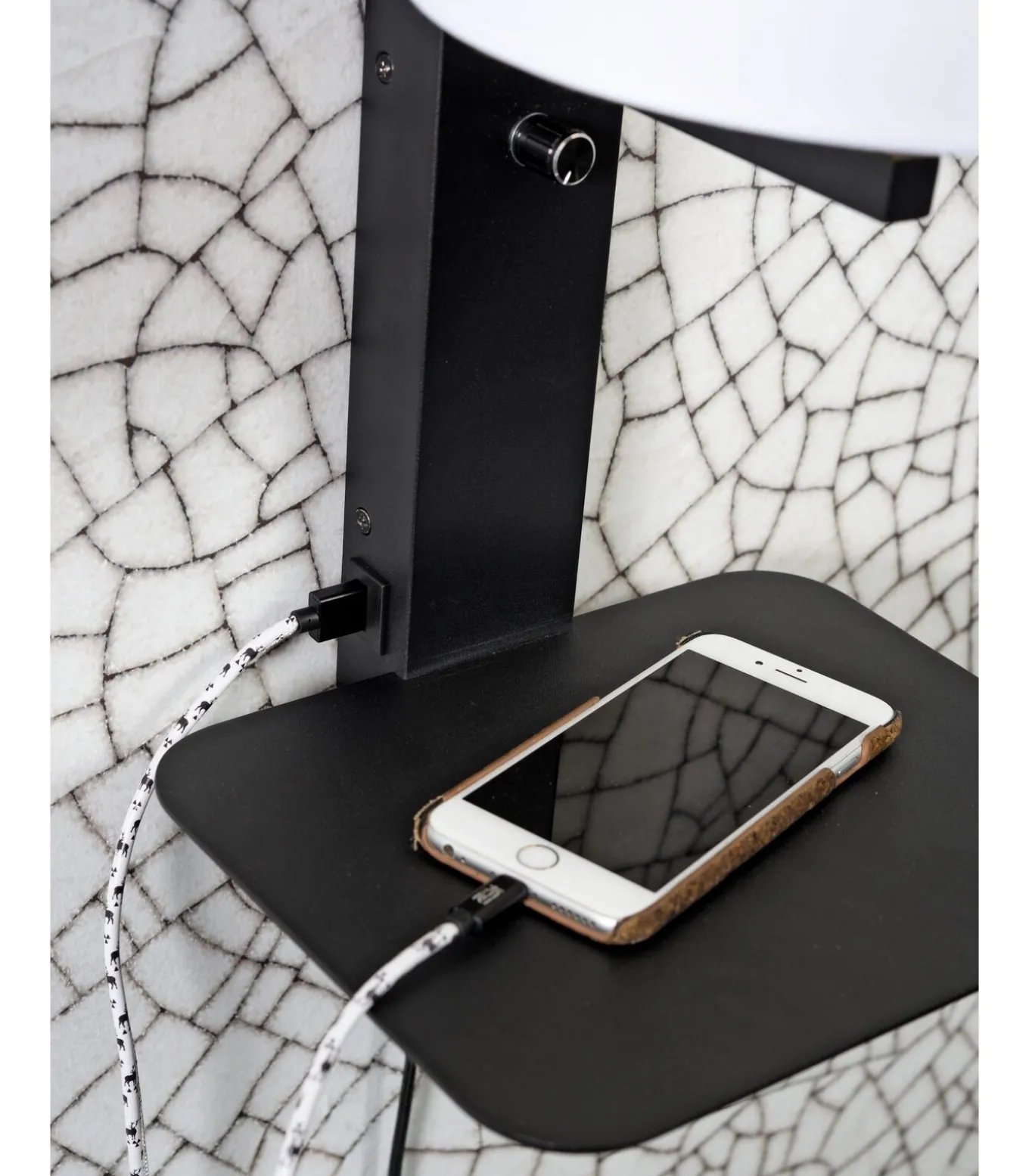 Wandlamp Florence - Wit/Zwart - 24x22x42cm