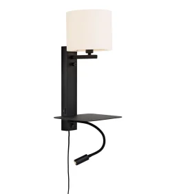 Wandlamp Florence - Wit/Zwart - 24x22x52cm