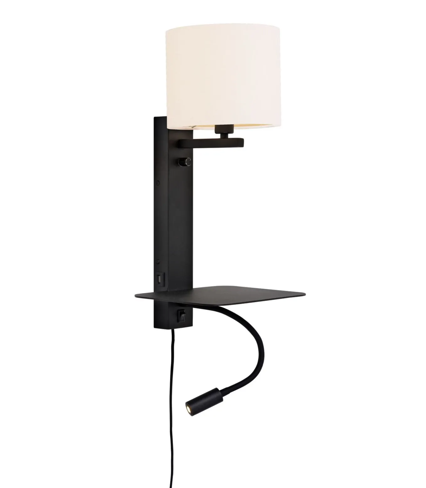 Wandlamp Florence - Wit/Zwart - 24x22x52cm