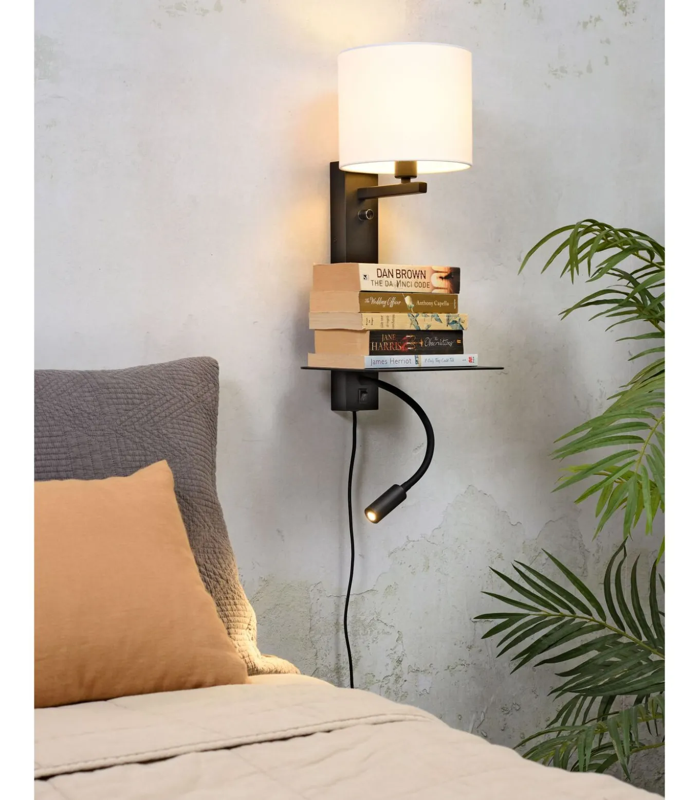 Wandlamp Florence - Wit/Zwart - 24x22x52cm