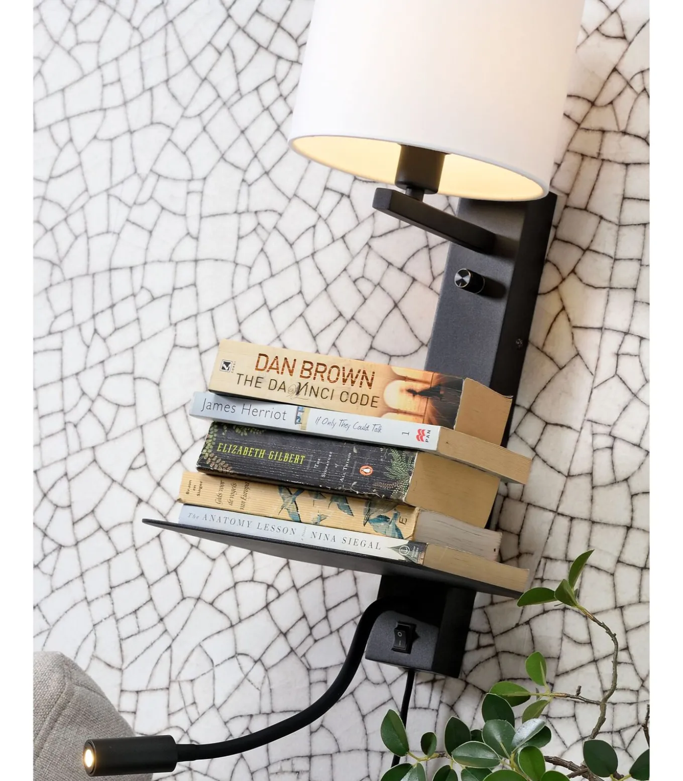 Wandlamp Florence - Wit/Zwart - 24x22x52cm