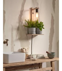 Wandlamp Flores - Bamboe - 30x18x52cm