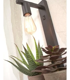 Wandlamp Flores - Bamboe Zwart - 30x18x52cm