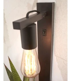 Wandlamp Flores - Bamboe Zwart - 30x18x52cm