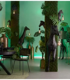 Wandlamp Giraffe - Zwart - 20.5x19x61cm