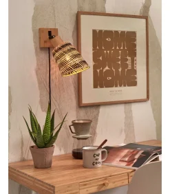 Wandlamp Java - Bamboe Naturel/Zwart - Ø15cm