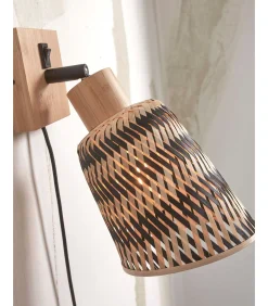 Wandlamp Java - Bamboe Naturel/Zwart - Ø15cm