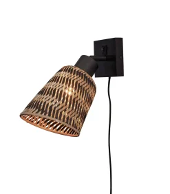 Wandlamp Java - Bamboe Zwart/Naturel - Ø15cm