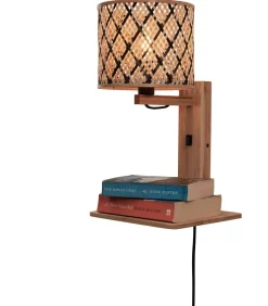 Wandlamp Java - Bamboe/Zwart - 30x22x52cm