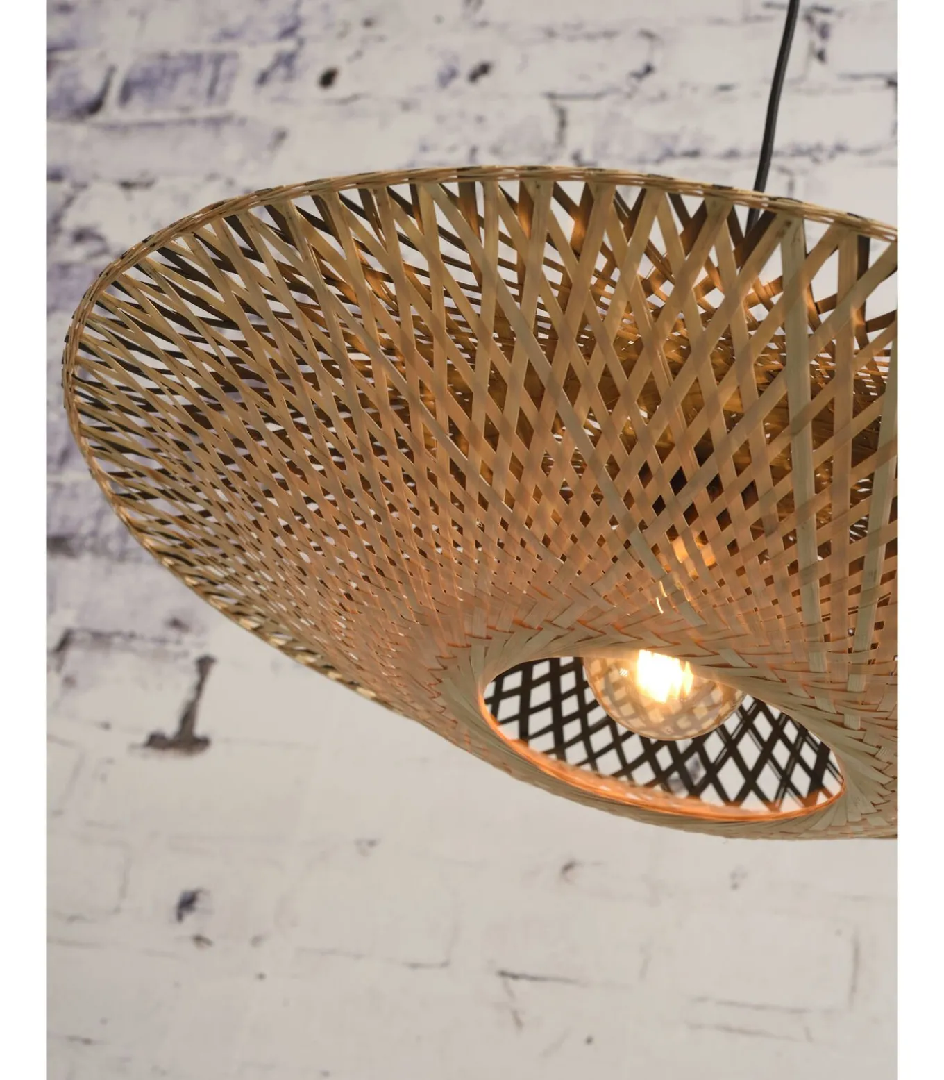 Wandlamp Kalimantan - Bamboe/Zwart - 55x44x45cm