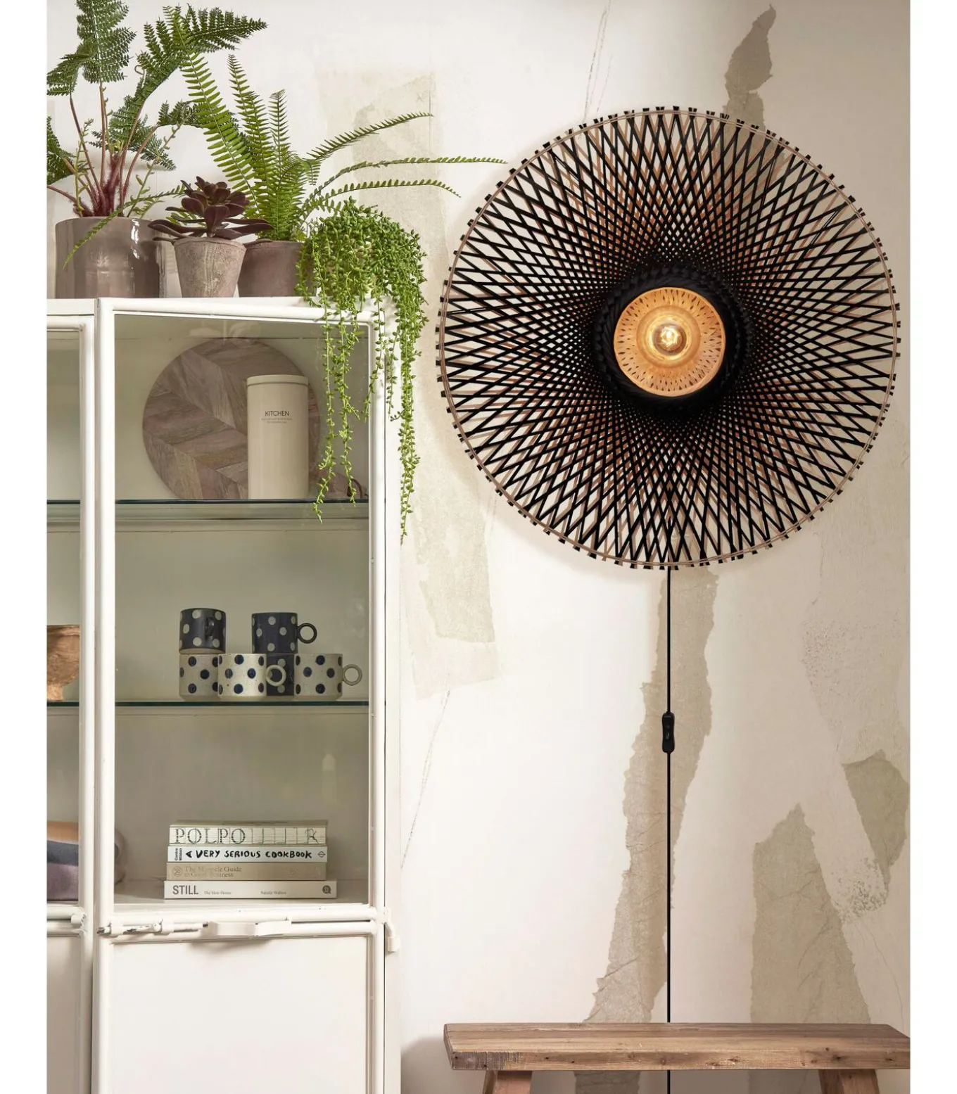 Wandlamp Kalimantan - Bamboe/Zwart - Ø87cm