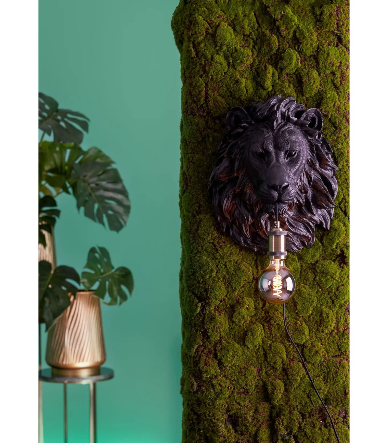 Wandlamp Lion - Zwart - 33.5x19x40.5cm