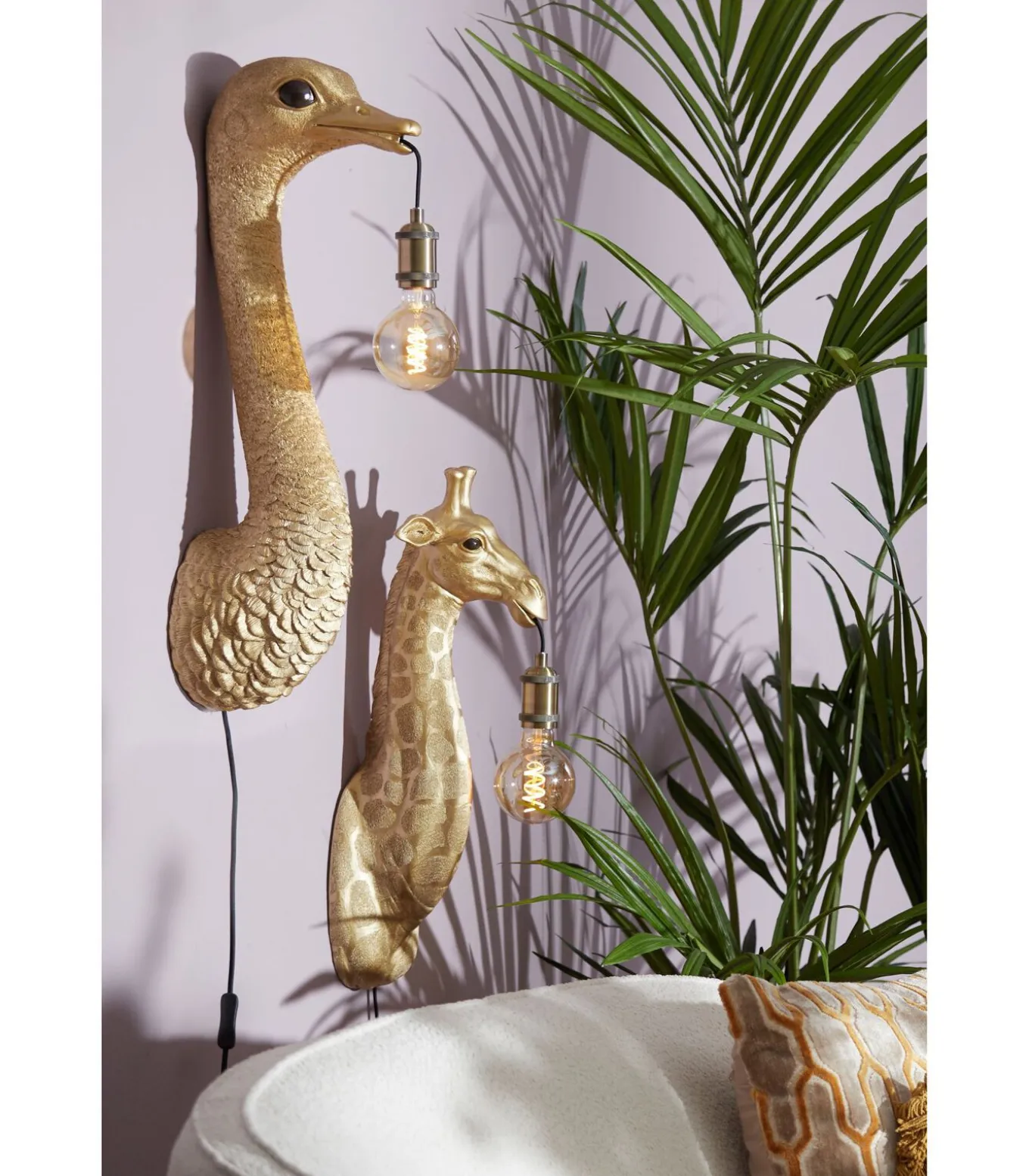 Wandlamp Ostrich - Goud - 25x19x72cm