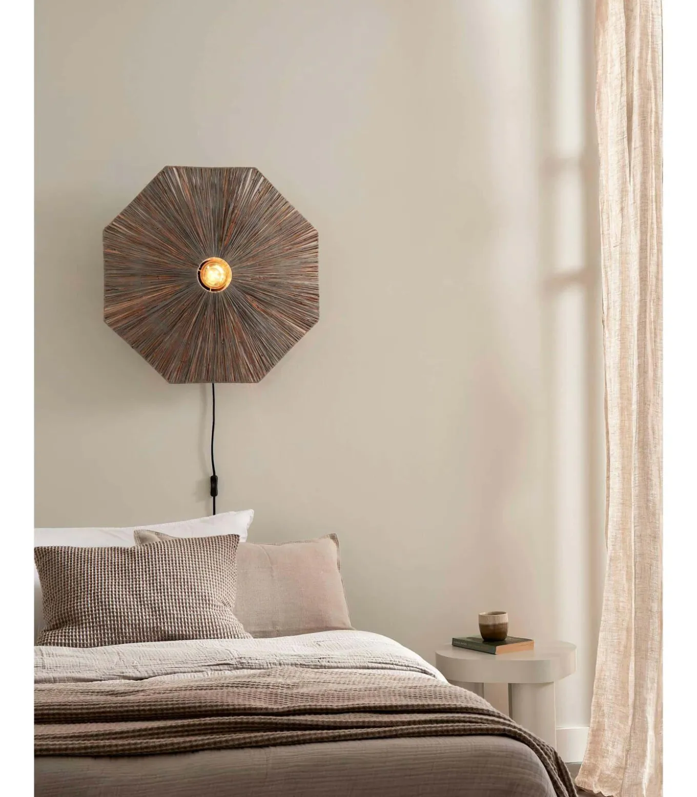 Wandlamp Panama - Donker grijs - 65x7x65cm