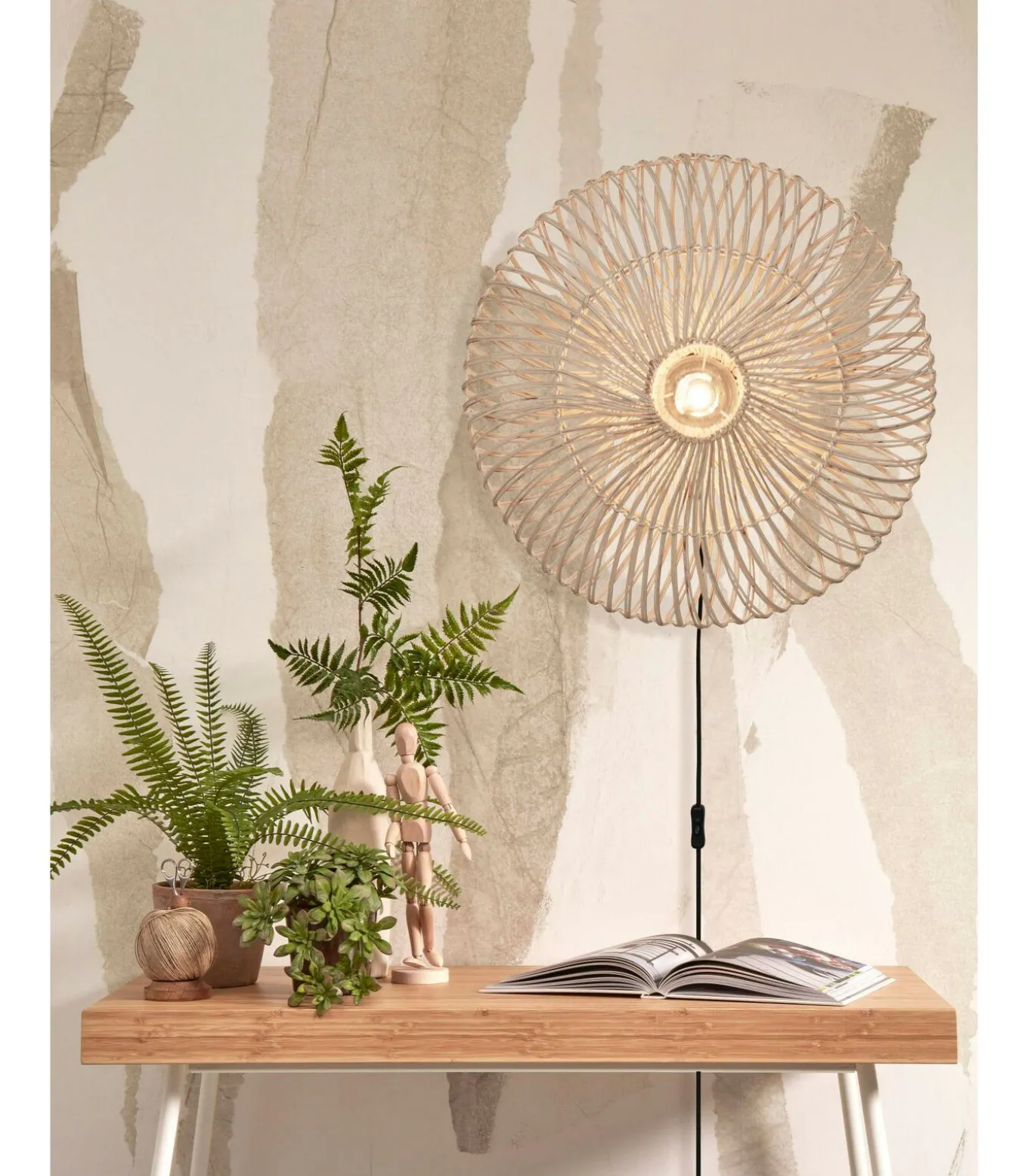 Wandlamp Zanzibar - Rotan Wit - Ø55cm