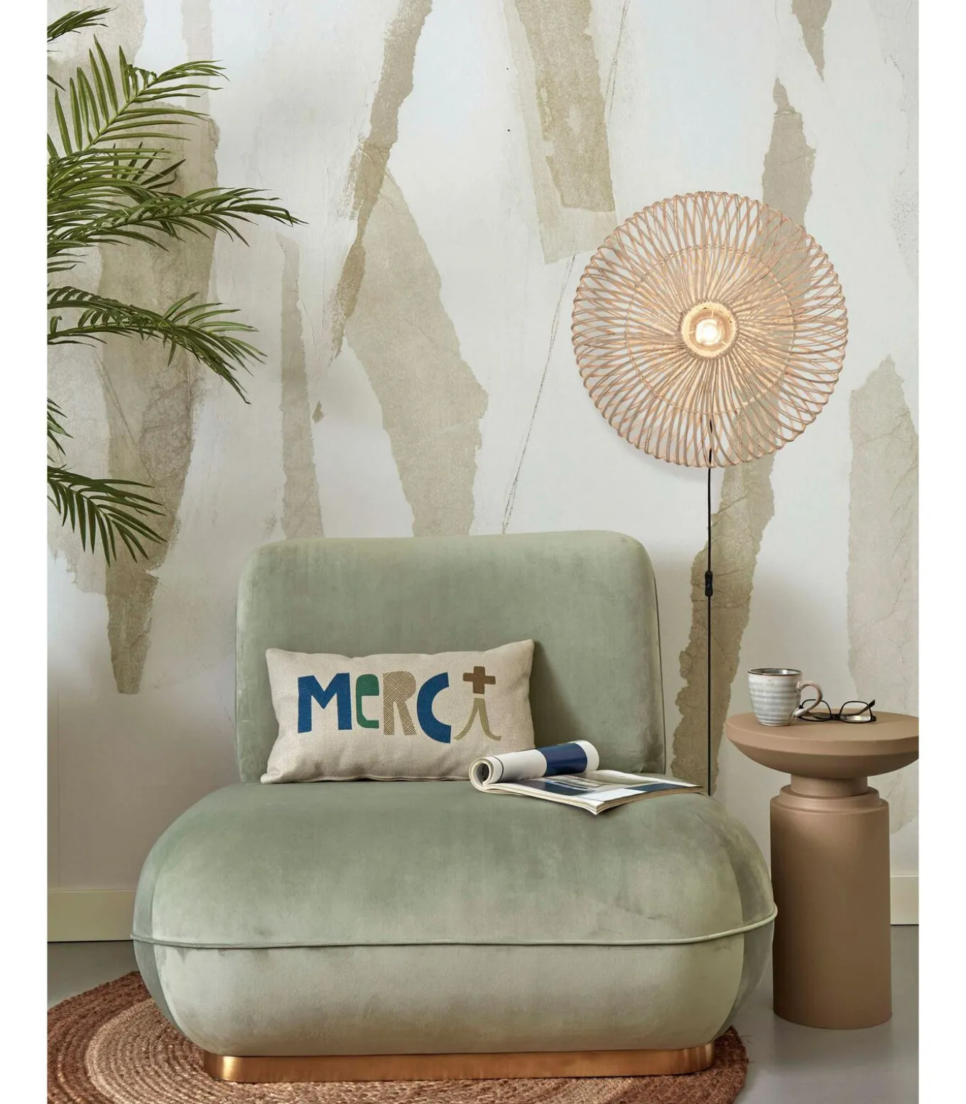 Wandlamp Zanzibar - Rotan Wit - Ø55cm