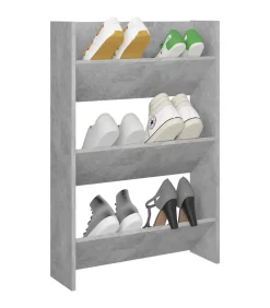 Wandschoenenkast 60x18x90 cm spaanplaat betongrijs