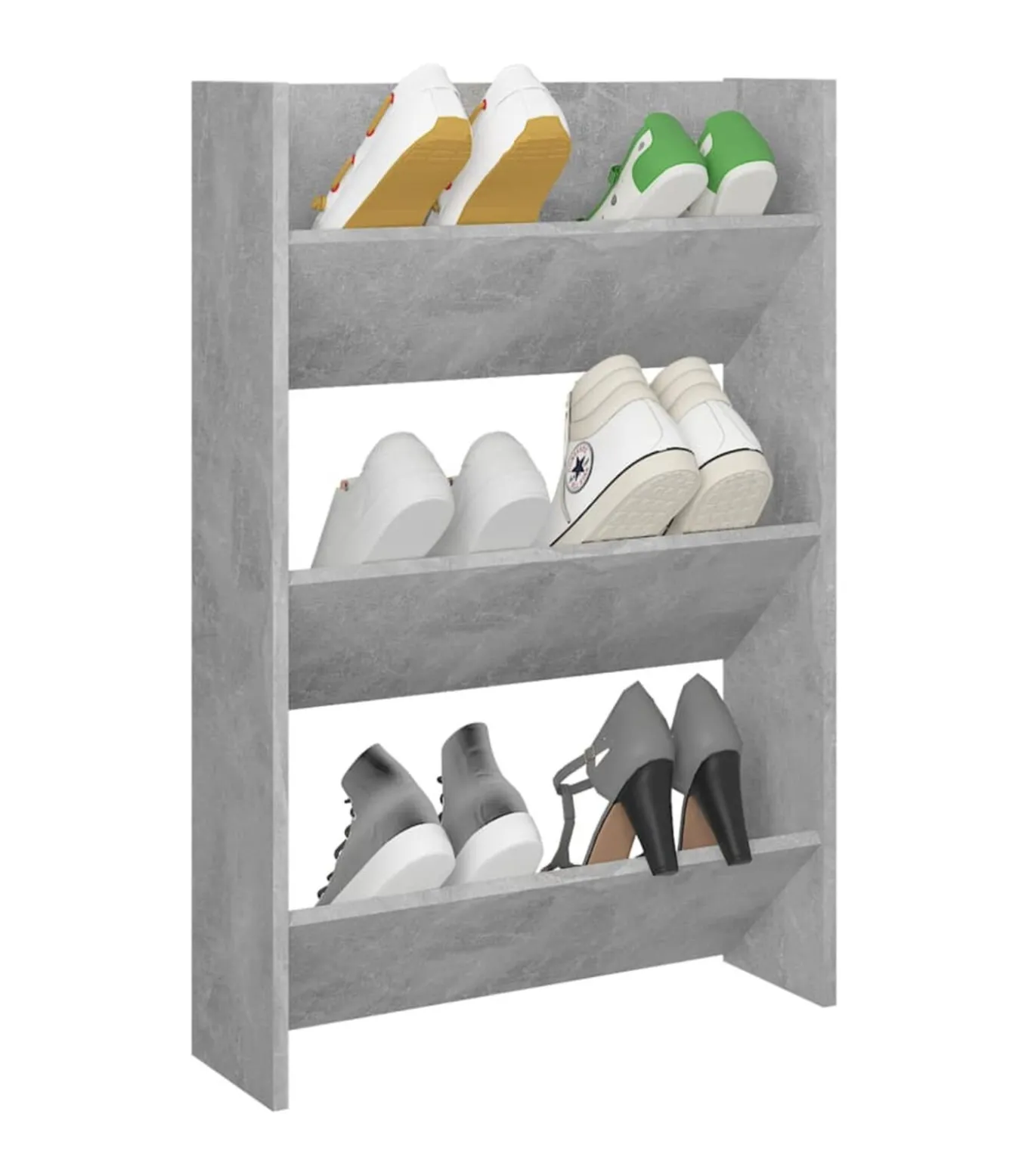 Wandschoenenkast 60x18x90 cm spaanplaat betongrijs