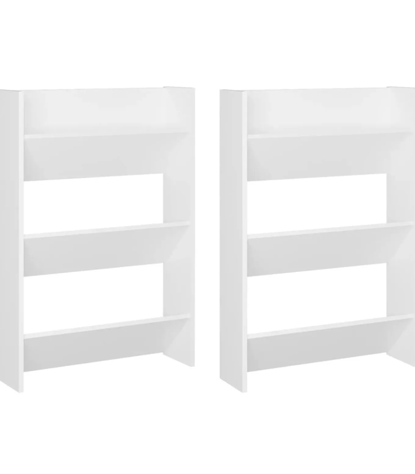 Wandschoenenkasten 2 st 60x18x90 cm spaanplaat wit