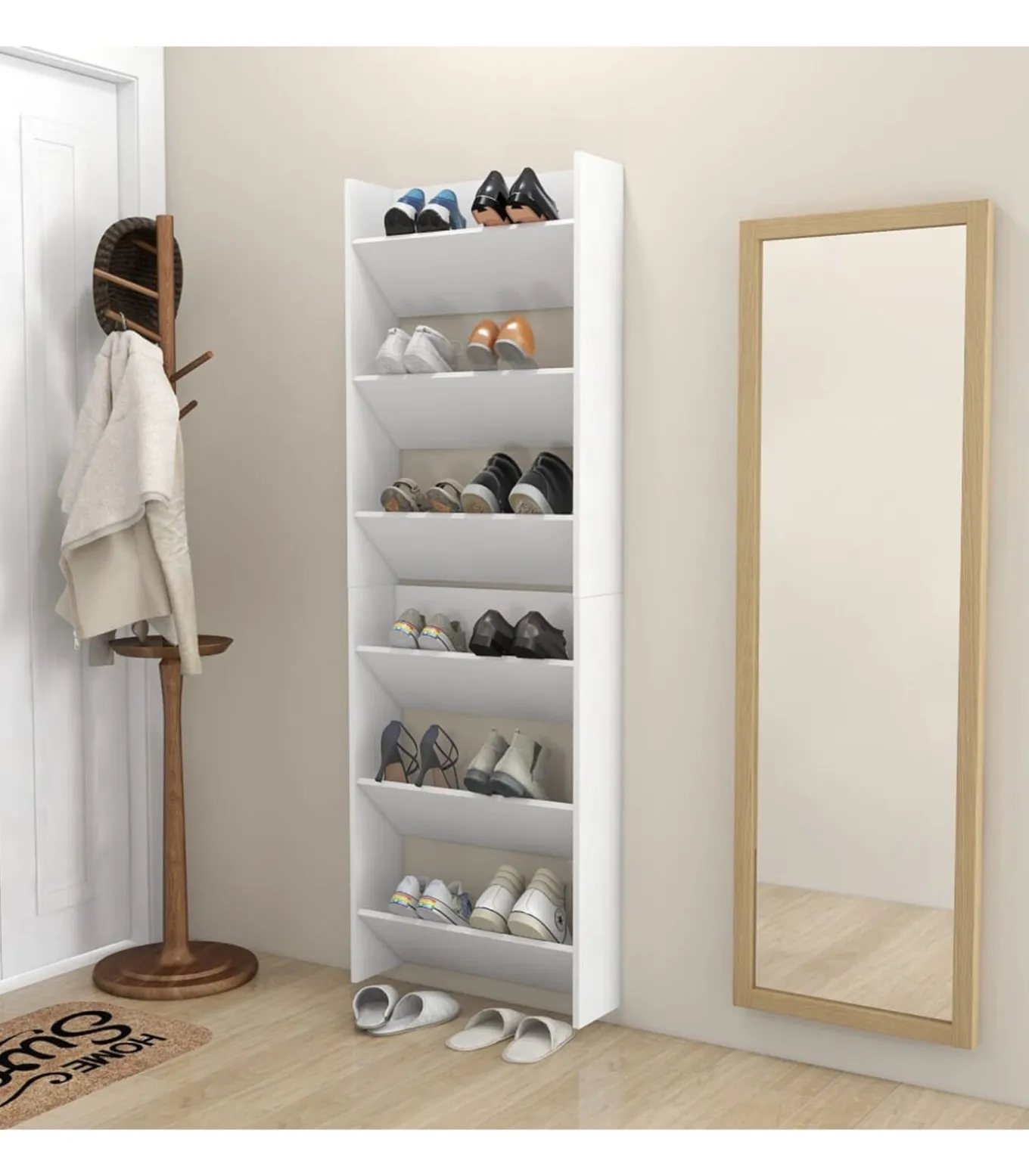 Wandschoenenkasten 2 st 60x18x90 cm spaanplaat wit