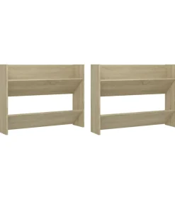 Wandschoenenkasten 2 st 80x18x60 cm spaanplaat sonoma eiken