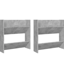 Wandschoenenkasten 2 st 60x18x60 cm spaanplaat betongrijs