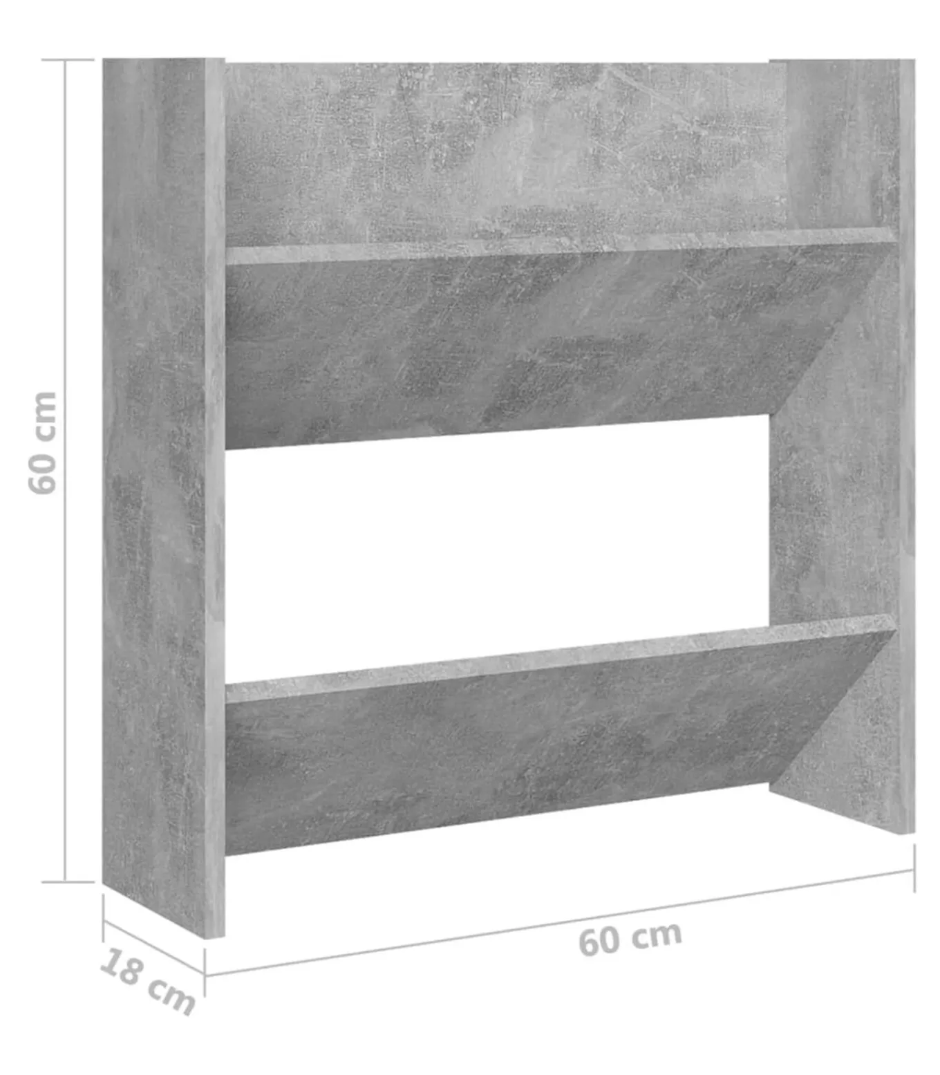 Wandschoenenkasten 2 st 60x18x60 cm spaanplaat betongrijs