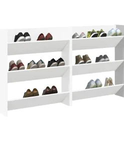 Wandschoenenkasten 2 st 80x18x90 cm spaanplaat wit