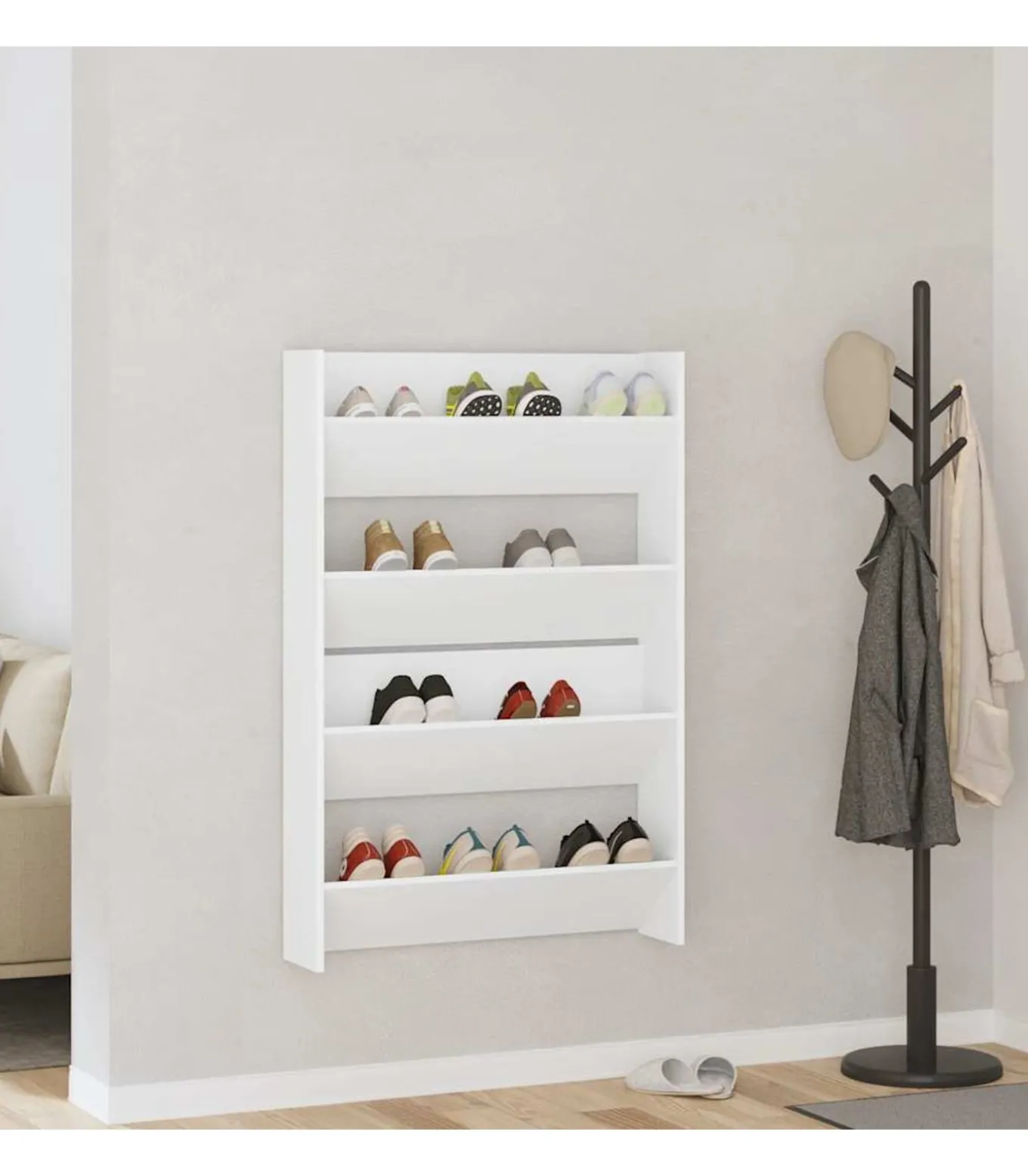 Wandschoenenkasten 2 st 80x18x60 cm spaanplaat wit