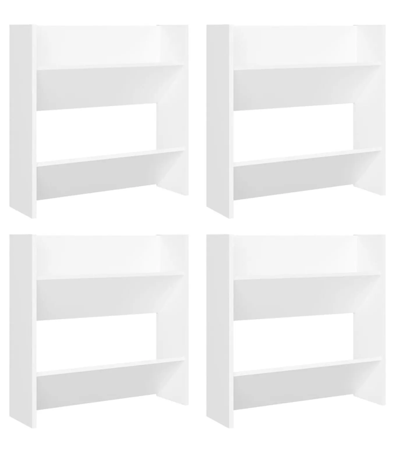 Wandschoenenkasten 4 st 60x18x60 cm bewerkt hout wit