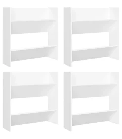 Wandschoenenkasten 4 st 60x18x60 cm bewerkt hout wit