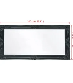 Wandspiegel Barok 100 x 50 cm zwart