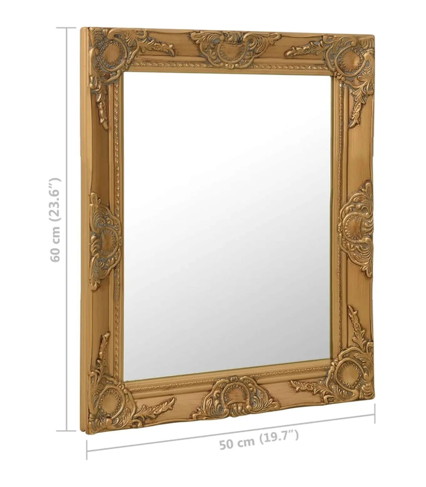 Wandspiegel barok stijl 50x60 cm goudkleurig