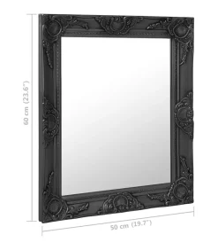 Wandspiegel barok stijl 50x60 cm zwart
