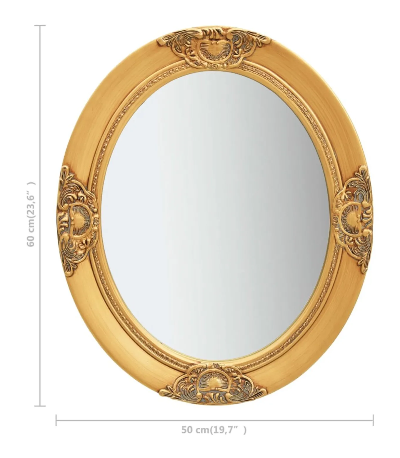 Wandspiegel barok stijl 50x60 cm goudkleurig