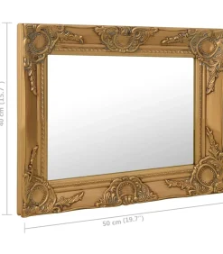 Wandspiegel barok stijl 50x40 cm goudkleurig