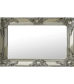 Wandspiegel barok stijl 60x40 cm zilverkleurig