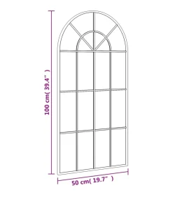 Wandspiegel boog 50x100 cm ijzer zwart