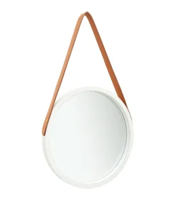 Wandspiegel met band 40 cm wit