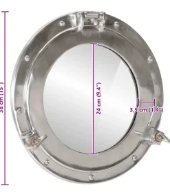 Wandspiegel patrijspoort Ø38 cmaluminium en glas