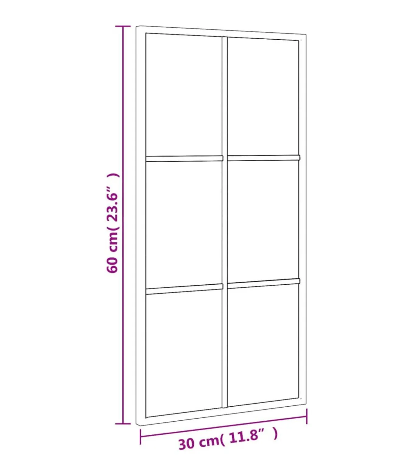 Wandspiegel rechthoekig 30x60 cm ijzer zwart