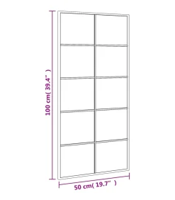 Wandspiegel rechthoekig 50x100 cm ijzer zwart