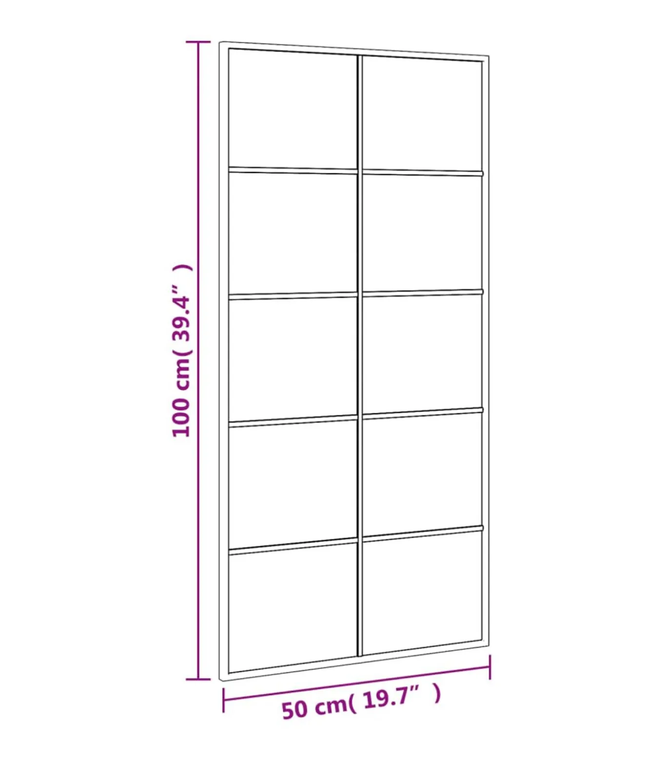 Wandspiegel rechthoekig 50x100 cm ijzer zwart