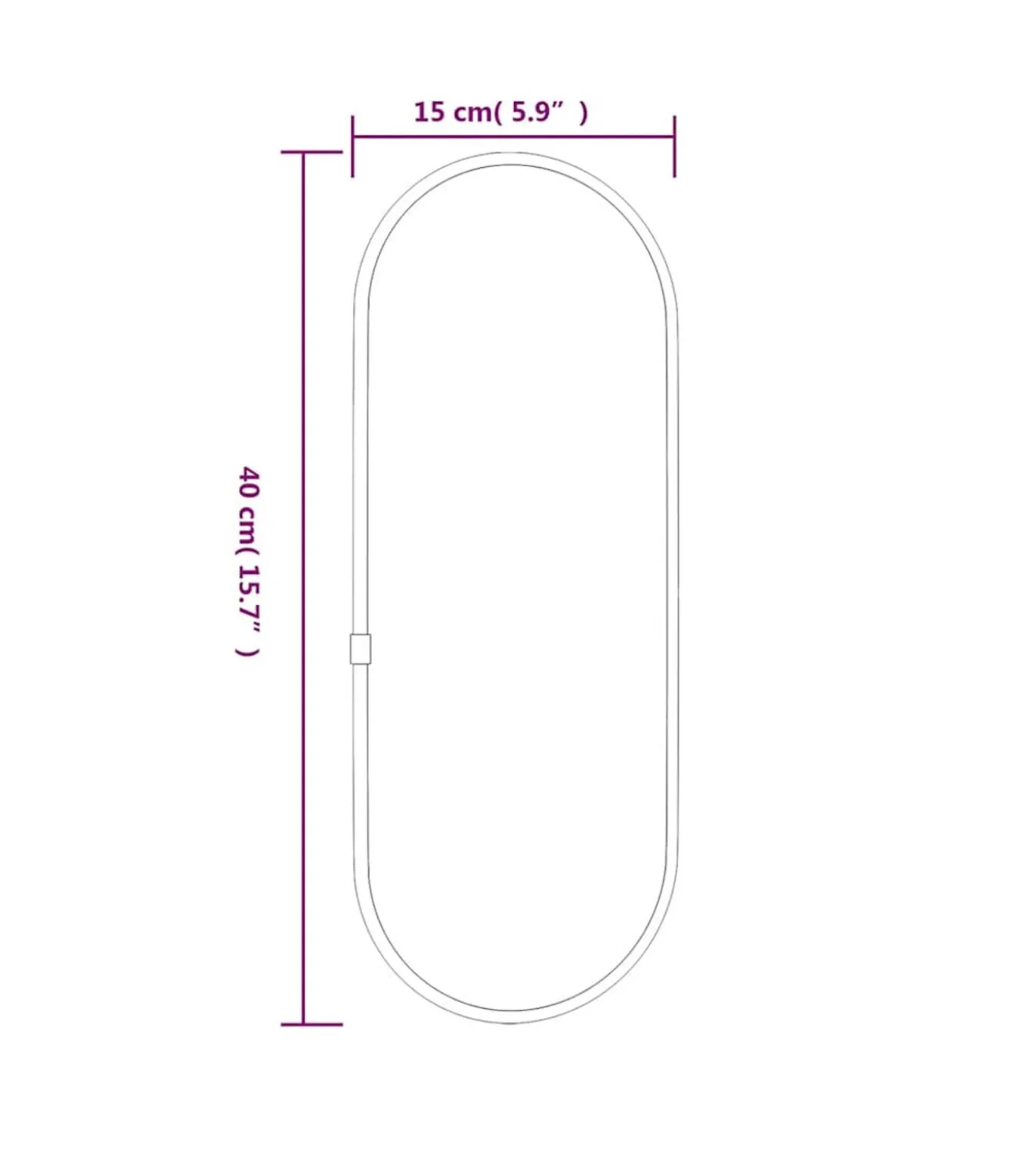 Wandspiegel 40x15 cm ovaal zwart